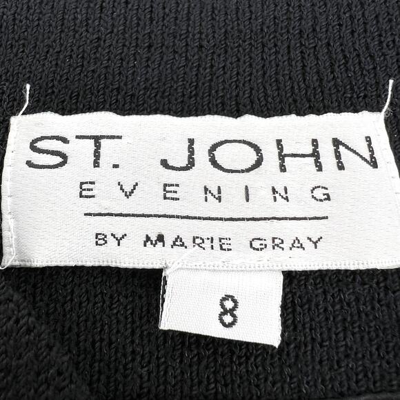 St. John Evening by Marie Gray Black Knit Jacket and Skirt Rhinestone Buttons 8 - Picture 7 of 11